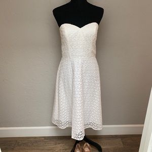 White eyelet strapless sundress